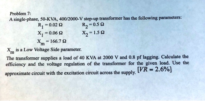 a single phase 50 kva problem 7 a single phase50 kva4002000 v step up ...