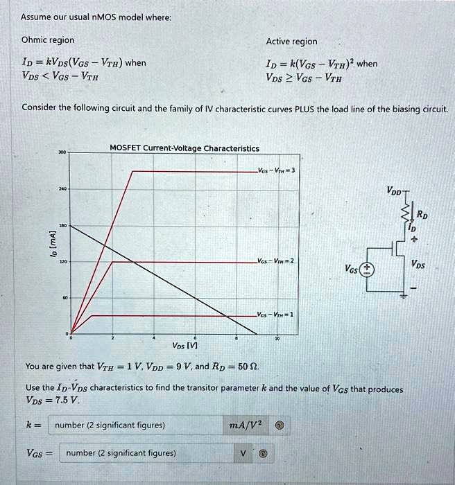 VIDEO solution: Assume our usual nMOS model where Ohmic region Active ...