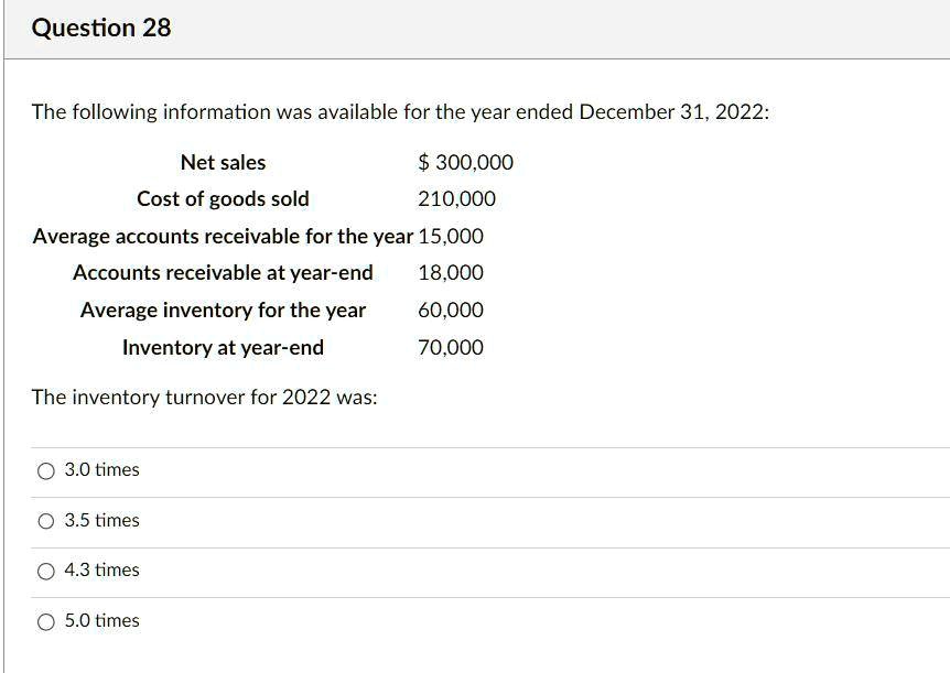 question 28 the following information was available for the year ended ...