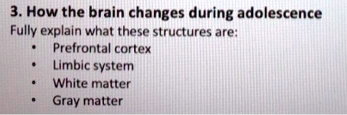3. How the brain changes during adolescence Fully explain...