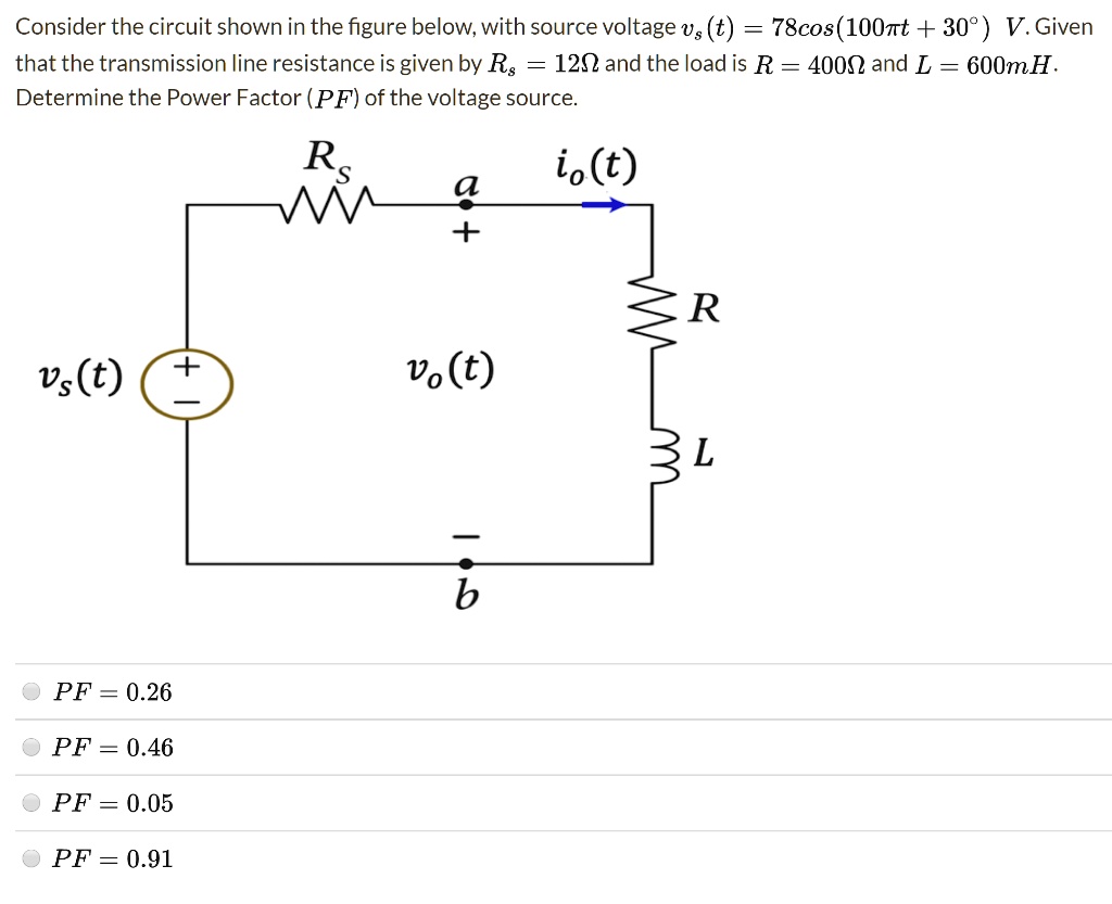 SOLVED Consider the circuit shown in the figure below, with source