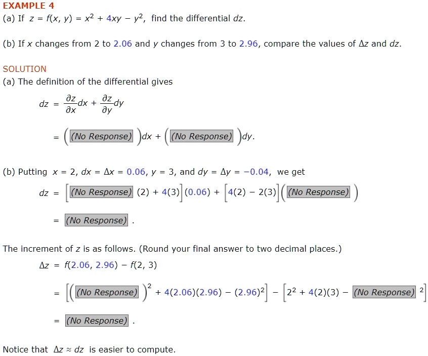 SOLVED: EXAMPLE 4 (a) If 2 = f(x, y) = x^2 + 4xy y^2, find the ...