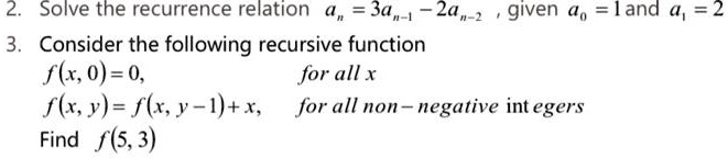 SOLVED: Solve the recurrence relation (# 3a,-! 