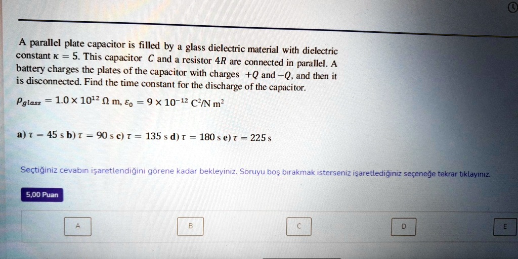 SOLVED: A parallel plate capacitor is filled by glass dielectric ...