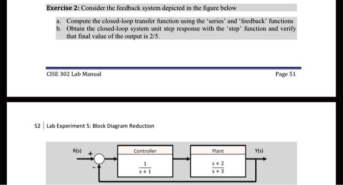 SOLVED: Text: MatLab Exercise 2: Consider the feedback system depicted ...