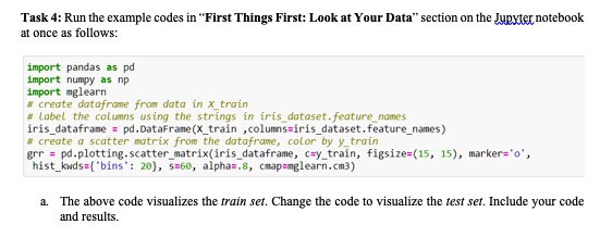 SOLVED: Title: Visualizing the Test Set in Machine Learning using ...