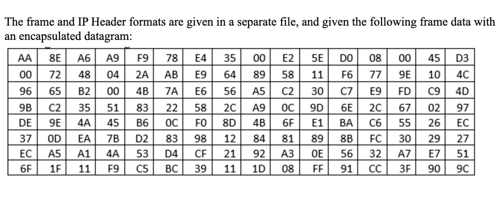 Solved The Frame And Ip Header Formats Are Given In A Separate File