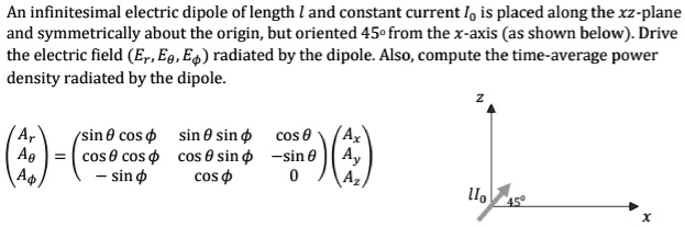 an infinitesimal electric dipole of length and constant current lo is ...