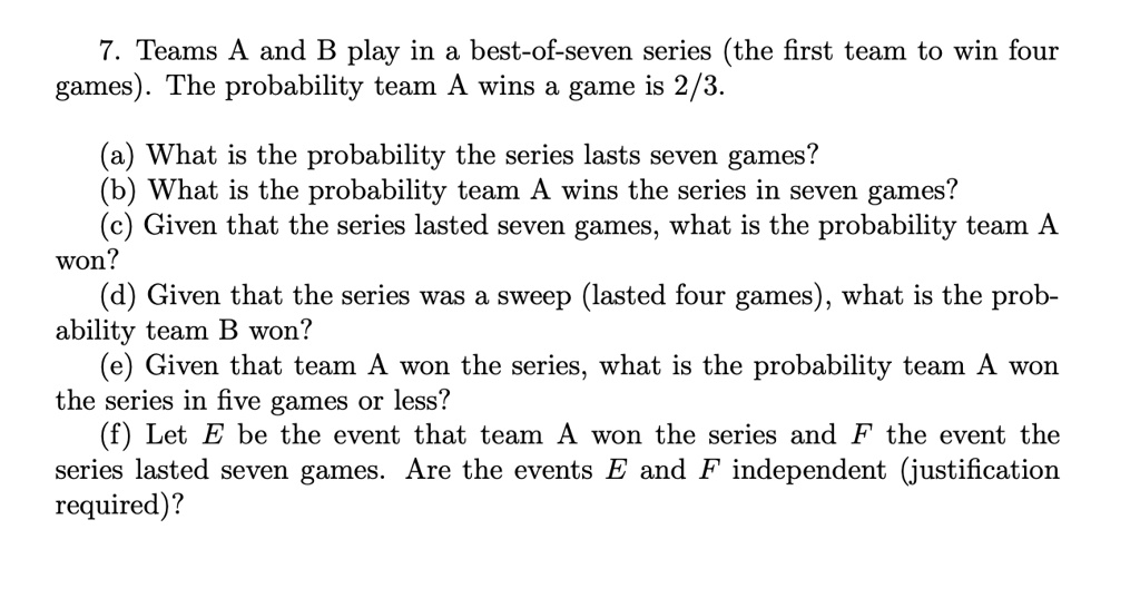 Probability of winning a best-of-7 series