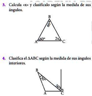 SOLVED: ayuda xfavor es para hoy Calcula ángulos, clasificalo según la ...