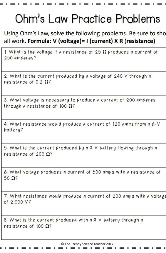 SOLVED: Ohm's Law Practice Problems Using Ohm's Law, Solve The ...