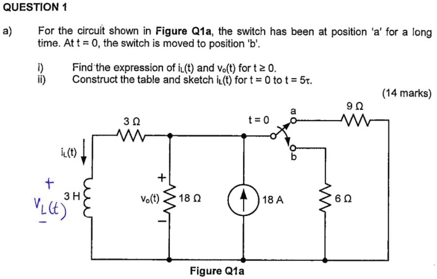 QUESTION 1 a) For the circuit shown in Figure Q1a, the...