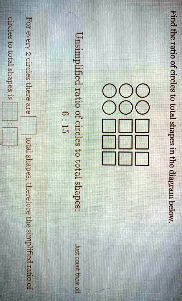 Find the ratio of circles to total shapes in the diagram below ...