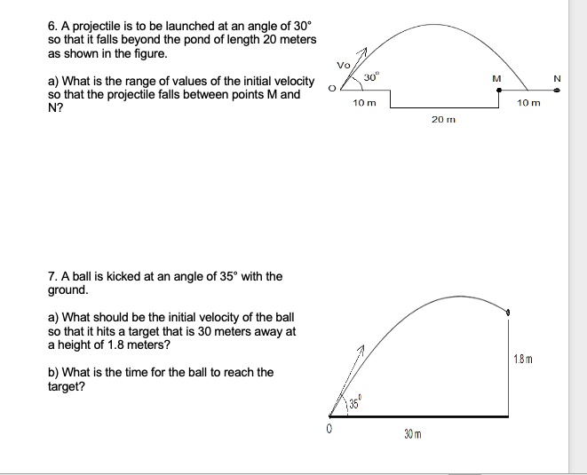 a projectile is to be launched at an angle of 30 so that it falls ...