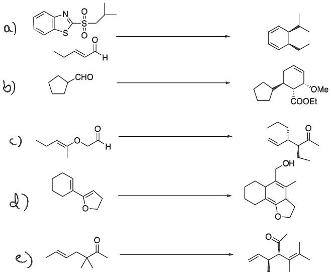 a)
Image of a molecule ⟶ Image of a molecule
b)
Image of a molecule ⟶ Image of a molecule
c)
Image of a molecule ⟶ Image of a molecule
d)
Image of a molecule ⟶ Image of a molecule
e)
Image of a molecule ⟶ Image of a molecule