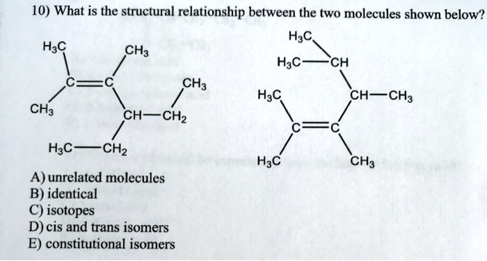 Solved 10 What Is The Structural Relationship Between The Two Molecules Shown Below H3c H3c 9082