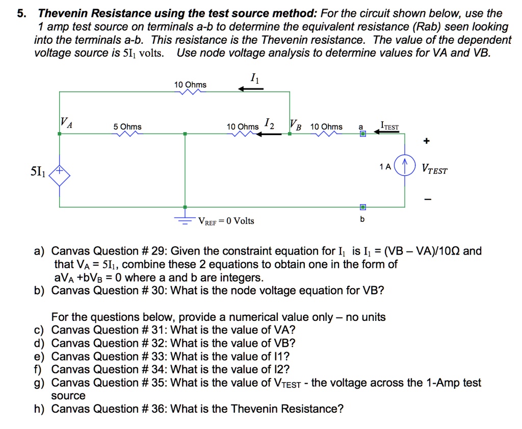 Solved thevenin resistance using the test source method for the