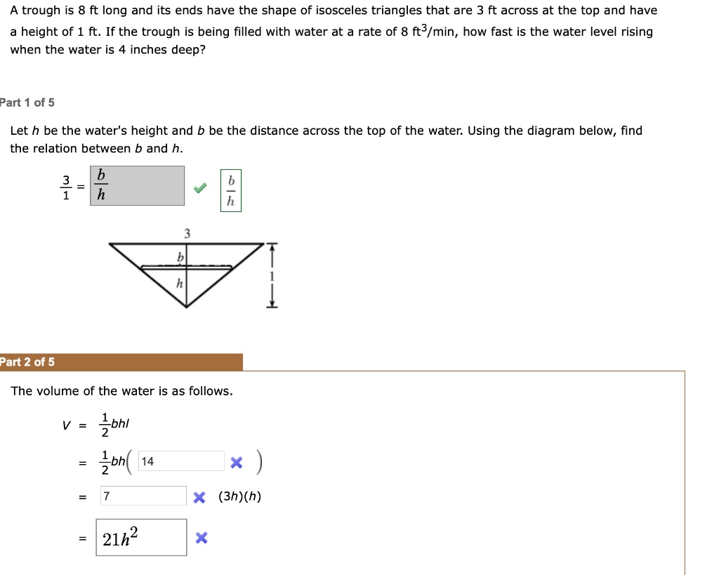 SOLVED A Trough Is 8 Ft Long And Its Ends Have The Shape Of Isosceles 
