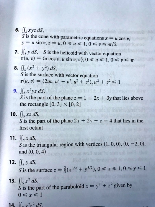Msyz dS, Sis the cone with parametric equations x u c… SolvedLib