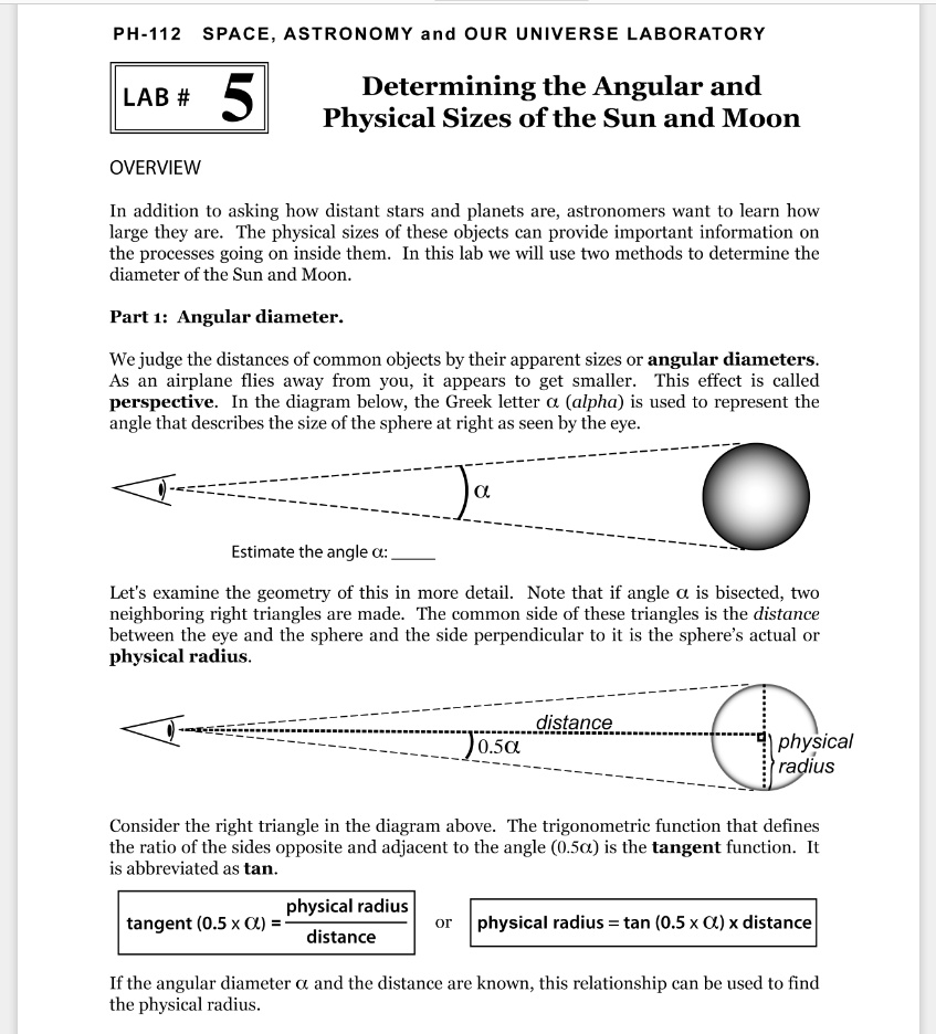 SOLVED PH112 SPACE, ASTRONOMY, AND OUR UNIVERSE LABORATORY LAB 5