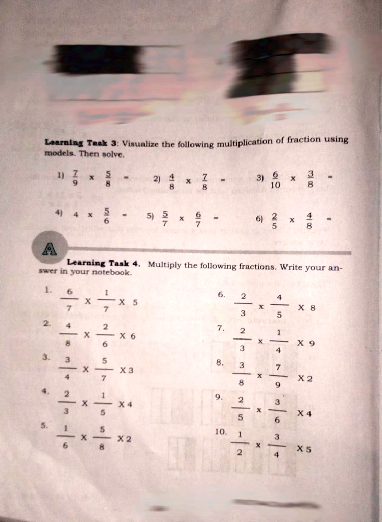 Solved Learning Task 3 Visualize The Folowing Multiplication Of Fraction Using Models Then 1968