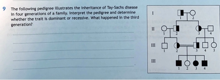 The following pedigree illustrates the inheritance of Tay-Sachs disease