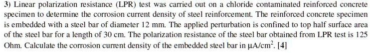 3 linear polarization resistance lpr test was carried out on chloride ...