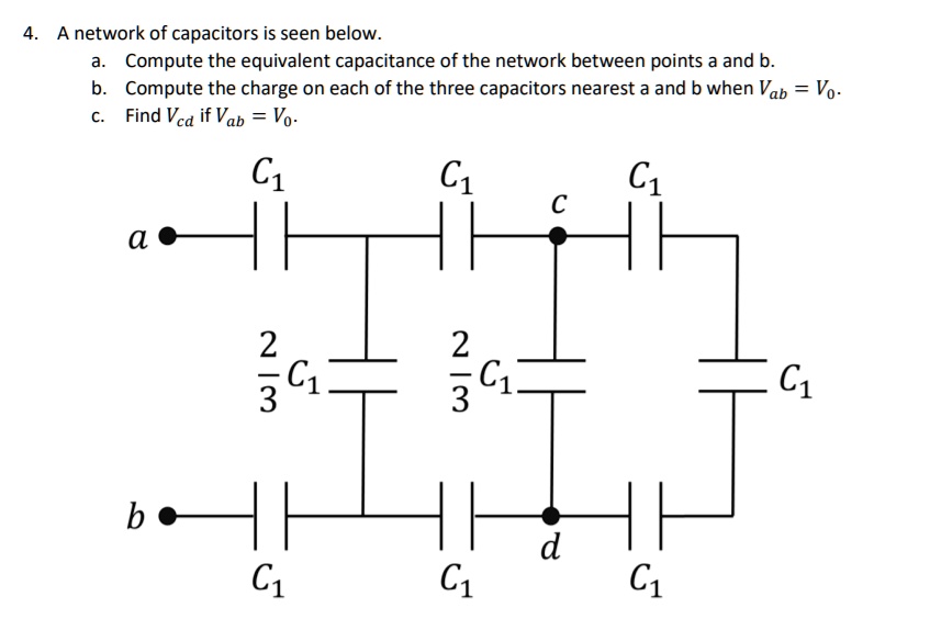 SOLVED A network of capacitors is seen below Compute the equivalent