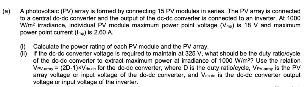SOLVED: (a) A photovoltaic (PV) array is formed by connecting 15 PV ...