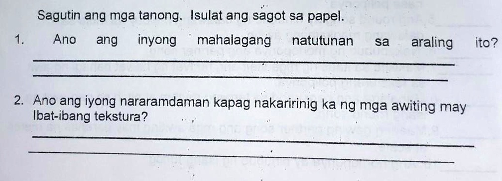 SOLVED: Part 5 Answering Modules Sagutin Ang Mga Tanong: Isulat Ang ...