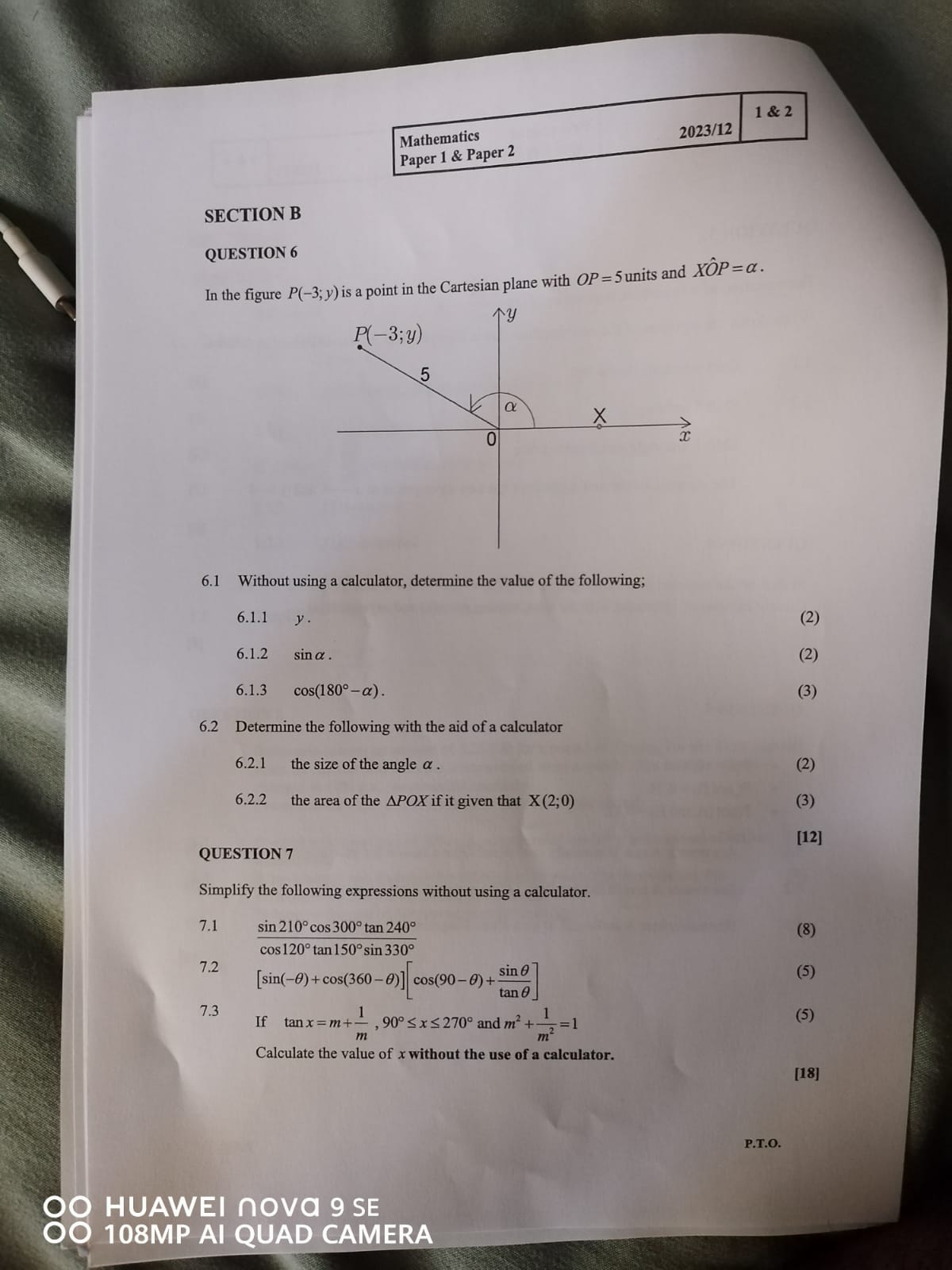 SOLVED: Mathematics 1 & 2 Paper 1 & Paper 2 2023 / 12 SECTION B ...