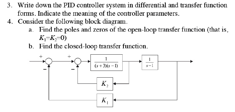 SOLVED: 3. Write down the PID controller system in differential and ... image.