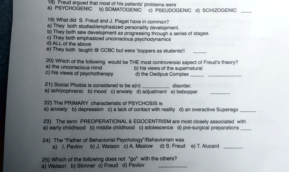 SOLVED Pls I need of 18 to 25 18 Freud argued that most of his