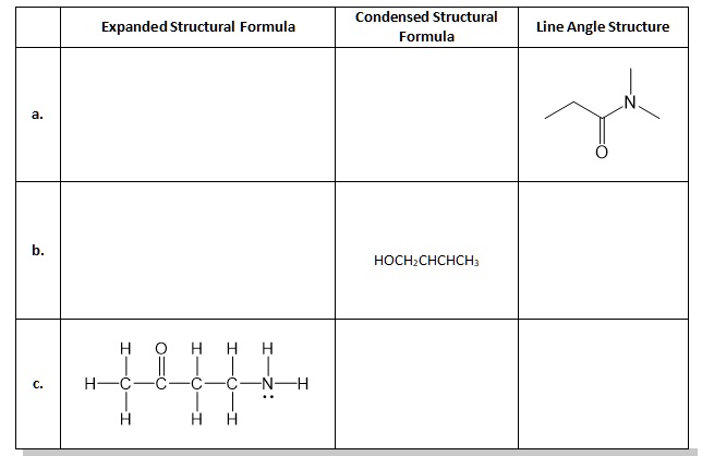 SOLVED: Condensed Structural Formula Expanded Structural Formula Line ...