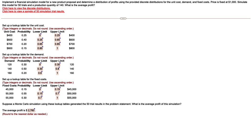 Compute Profit Distribution Using Combination Method SOLVED: Implement a financial simulation model for a new product ...