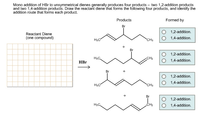 SOLVED: Mono addition of HBr to unsymmetricak dienes generally produces ...