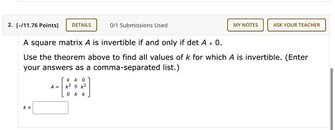 Solved 1176 Points Details 01 Submissions Used Mynotes Ask Your Teacher A Square Matrix A 4367