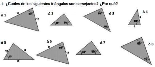 SOLVED: ¿CUALES DE LOS SIGUIENTES TRIANGULOS SON SEMEJANTES? ¿PORQUE ...