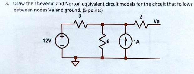SOLVED: Draw the Thevenin and Norton equivalent circuit models for the ...