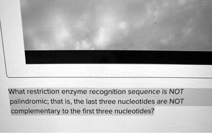 What restriction enzyme recognition sequence is NOT palindromic; that is, the last three nucleotides are NOT complementary to the first three nucleotides?
