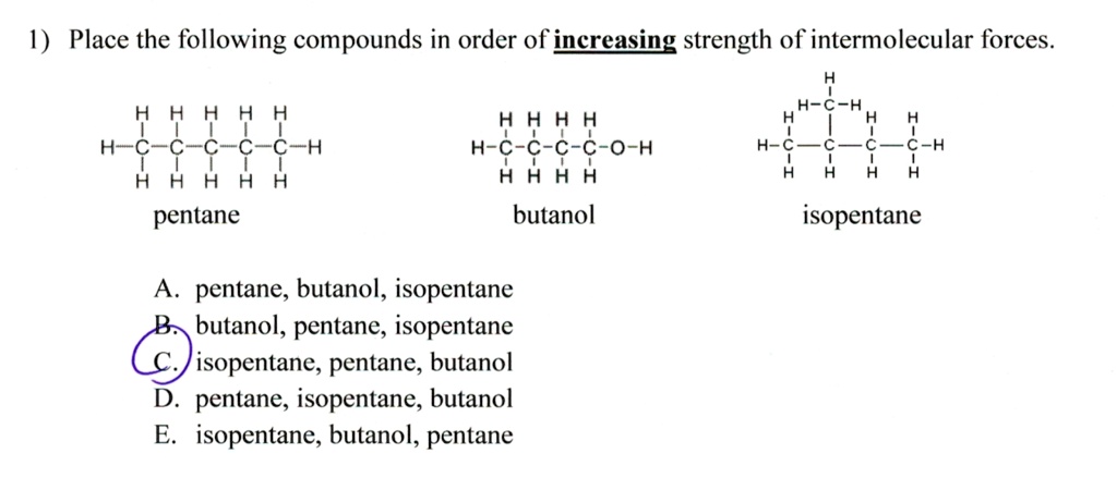 SOLVED: 1) Place The Following Compounds In Order Of Increasing ...