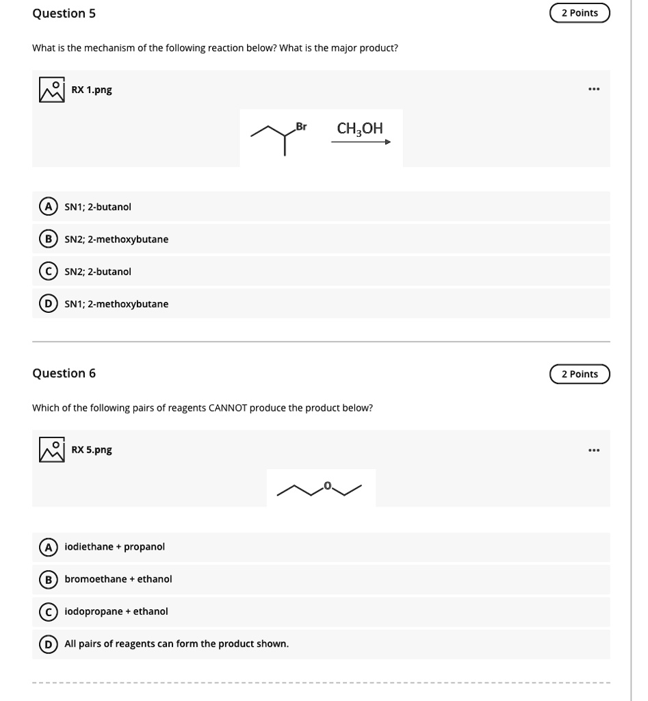 Solved: Question 5 2 Points What Is The Mechanism Of The Following 