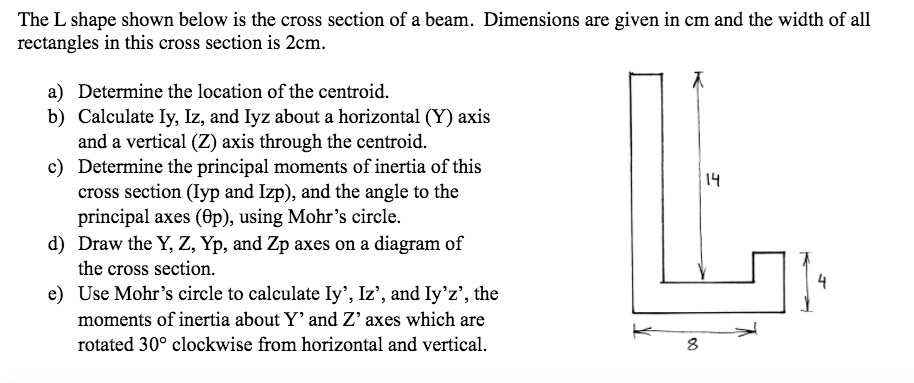 SOLVED: The L shape shown below is the cross section of a beam ...