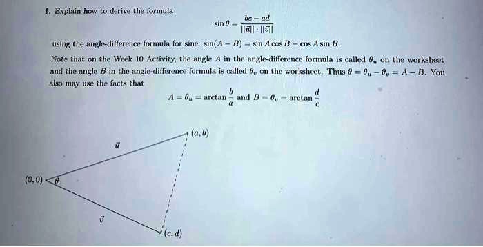 SOLVED: Explain how to derive the formula for sin(A-B) = sinAcosB ...