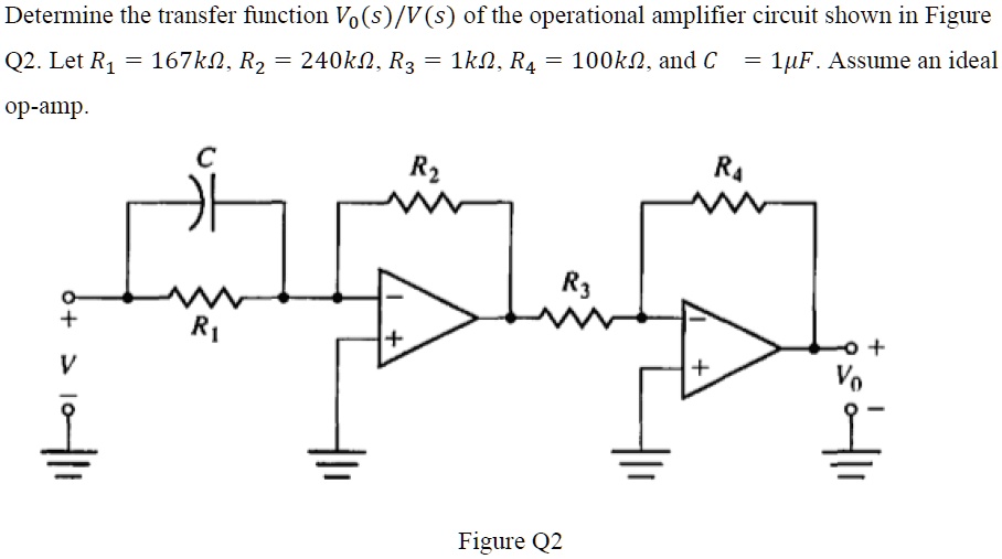 SOLVED: Determine the transfer function Vo(s)/V(s) of the operational ...