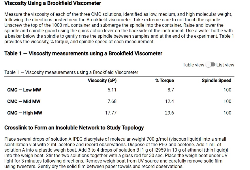 SOLVED Viscosity Using a Brookfield Measure the viscosity