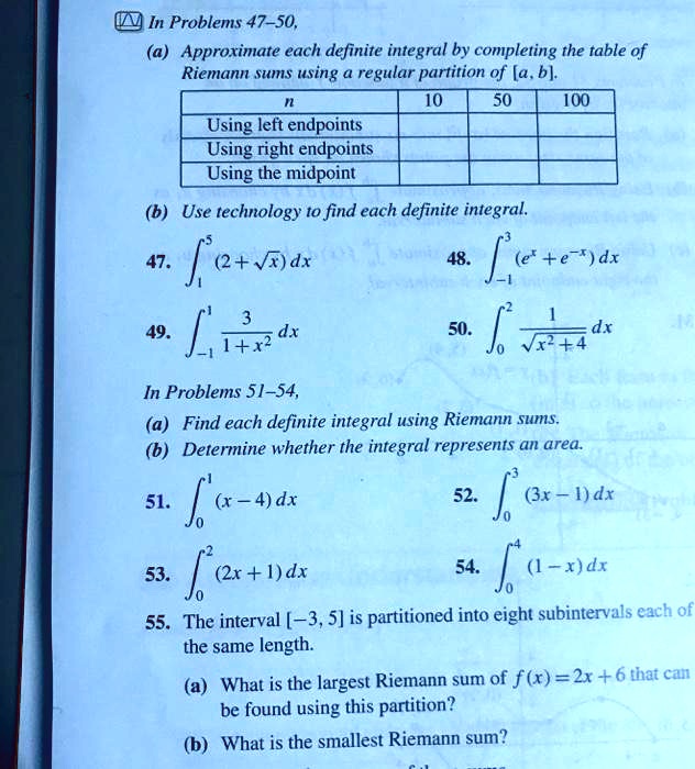 SOLVED: In Problems 47-50: (a) Approximate Each Definite Integral By ...