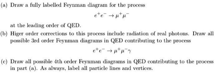 SOLVED: A) Draw A Fully Labeled Feynman Diagram For The Process At The ...