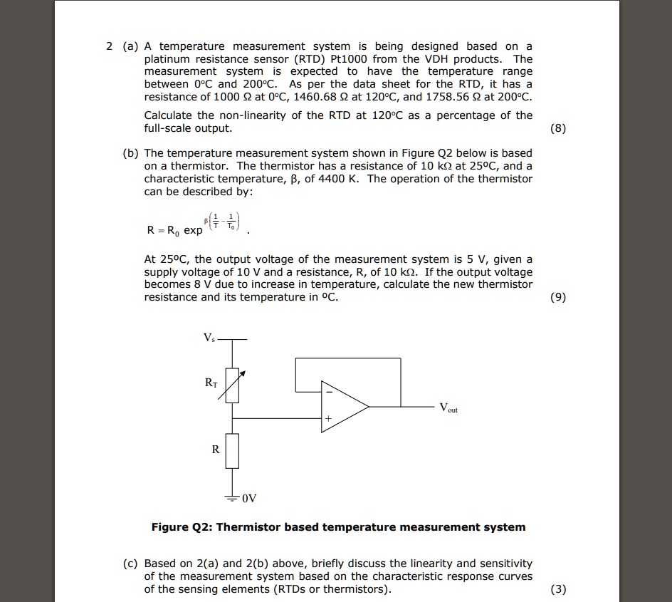 SOLVED (a) A temperature measurement system being designed based on