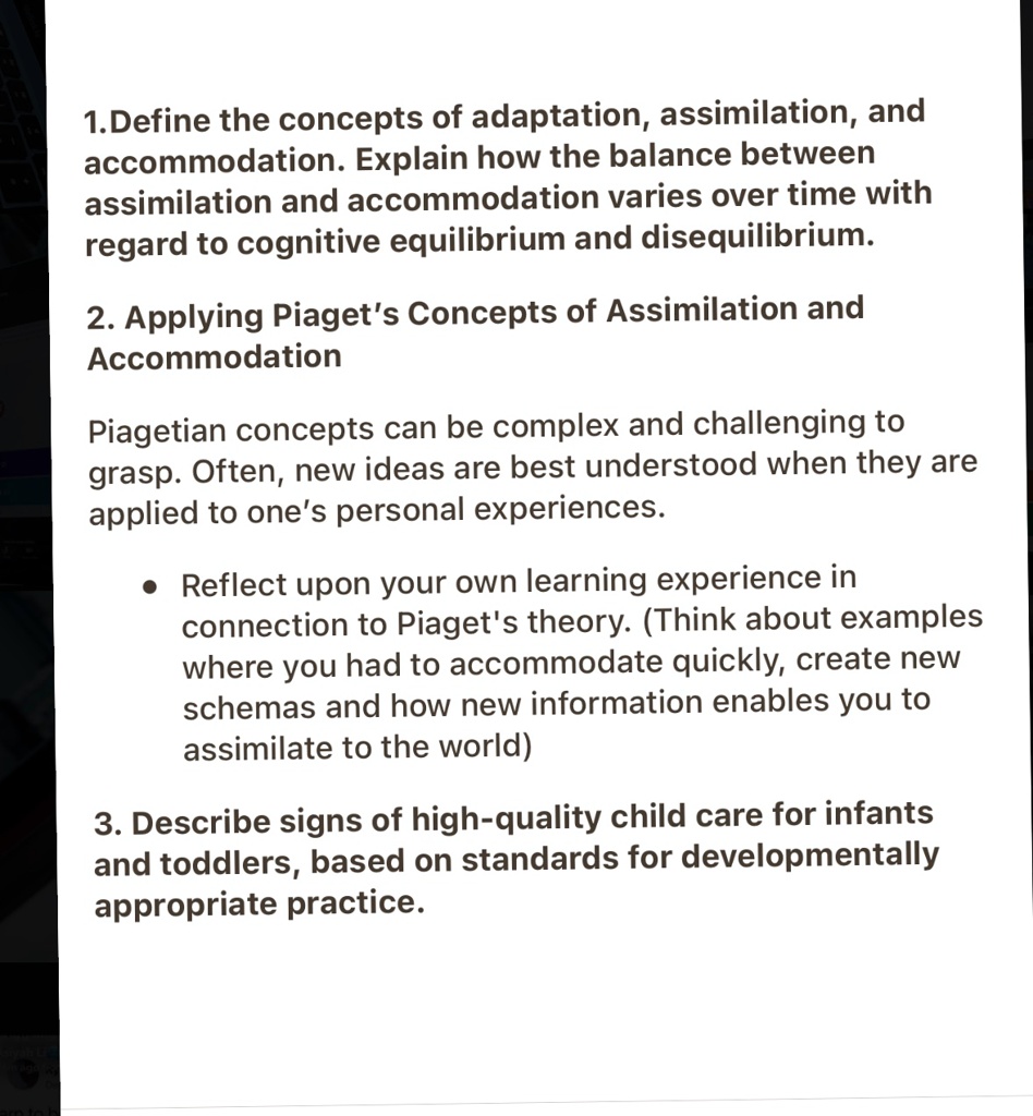 Piaget's concepts of assimilation and clearance accommodation